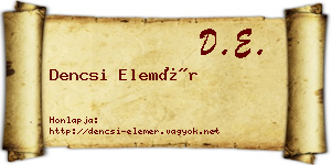 Dencsi Elemér névjegykártya
